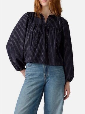 Levi’s Josephine Cotton Blend Ballon Sleeve Shirt Black Size XS Boho Cowgirl